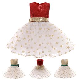 Summer Princess Dress Kids Girls Paillette Pageant Gown Birthday Party Princess Wedding Dress Vestidos Children Autumn Clothing Q0716