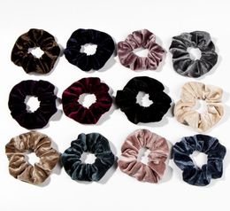 2021 Velvet Hair Scrunchies Zipper Women Scrunchy Elastic Hair Bands Girls velour Headwear Ponytail Holder Pleuche Hair Ties Small Bag