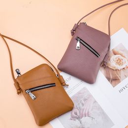 5pcs Messenger Bags Women Genuine Leather Vertical Section Inclined Zipper Decoration Cross Body Bag