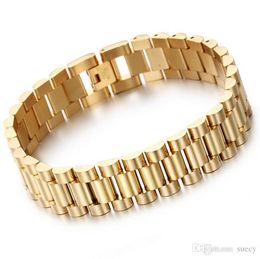 Mens Womens Watch Band Bracelet Hiphop Gold Silver Stainless Steel Watchband Strap Cuff Bangles Jewellery