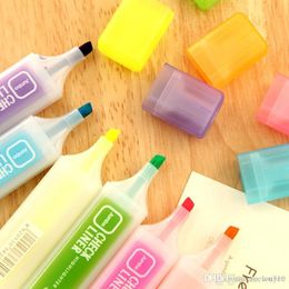 Colorful Fluorescent Pen Oblique Highlighters Fashion Watercolor Pens Kawaii Marker Pen Painting Pens Stationery Writing Supplies DBC VF1509