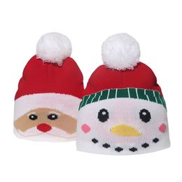 2021 Baby Hats Christmas Santa Snowman Kids Bobble Hat Cute Children Cap Pom Pom Beanies Caps Knit Hats Baby Girl Boy Accessories