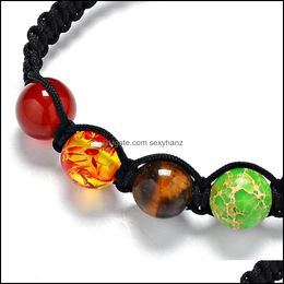 Beaded, Strands Bracelets 8Mm Big 7 Chakra Yoga Healing Nce Supernatural Lava Reiki Stones Beads Bracelet Women Jewellery Drop Delivery 2021 C