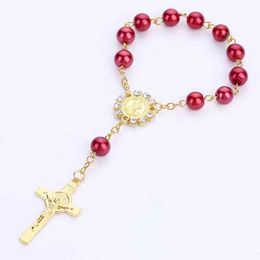 Good Quality Golden Diamond Wedding Cross Rosary Bracelet