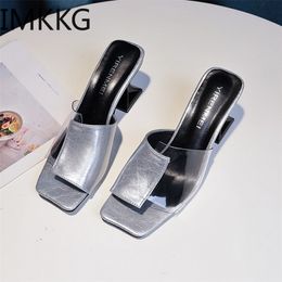 new Summer Women Slippers High heels Sandals Fashion Candy Colours Female Casual mixed colour Shoes silver slippers 210310
