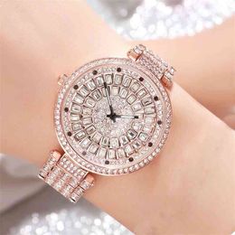 -Высокочеловеческие ювелирные изделия алмазные роскоши полные высококачественные женские дизайнерские часы с большой циферблатой стальной пояс, чтобы показать темперамент знаменитостей и