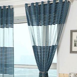 Curtain & Drapes Modern Solid Striped Tulle Curtains For Living Room Window Luxury Semi Sheer Bedroom Treatments Voile Fabric