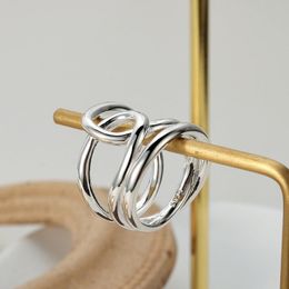 Cluster Rings XIHA Real 925 Sterling Silver Ring Women Geometric Twisted Lines Korean Style Chunky Statement Simple Minimalist Jewellery