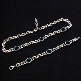 Luxury Enamel Chain Bracelet Necklace Set Women Designer Letter Necklaces Steel Seal Bracelets Jewelry With Gift Box
