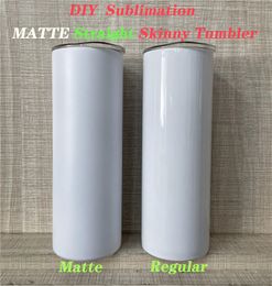 Matte Sublimation Tumbler 20oz Matte STRAIGHT Skinny Tumbler Stainless Steel Matte Tumbler white Beer Coffee Mugs