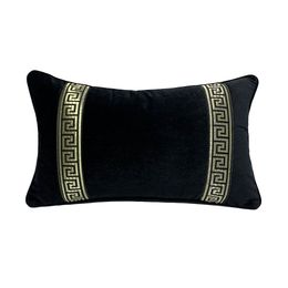 Vintage Fashion Black Velvet Lace Waist Pillow Case Home Deco Sofa Car Chair Lumbar Living Cushion Cover Sell by Piece 30x50cm 210315