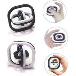 flip spinner UK - 3D Infinite Flip Top Creative Fingertip Decompression Toy Fidget Stress Relief Spinner Ring Desk Toys Cube Spinner Gyro for Children Gifts