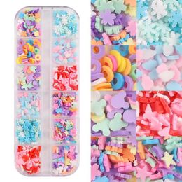 Nail Art Decorations 1 Box Colourful Slime Rhinestones Heart/Snowflake/Cloud Sweet Pattern Design Slices Manicure Decoration Tips JJD9925