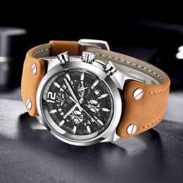 Mens Watches Clock Lige Top Brand Luxury Chronograph Men Watch Leather Waterproof Sports Watch Men Military Wristwatch New 2020 Q0524