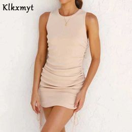 Klkxmyt Women Spring Summer Drawstring Dress Sexy Off Shoulder Long Sleeve Slim Elastic Bodycon Party Dresses Vestido 210527