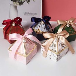 Gem Tower Bronzing Candy Box Small Cardboard Wedding Card DecorationPaper Gift Packaging Event & Party Supplies 211108