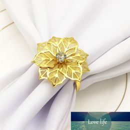 Flower Design Napkin Rings Metal Gold Napkin Buckle Napkin Ring Holder Hotel Restaurant Wedding Party West Dinner Table Decor