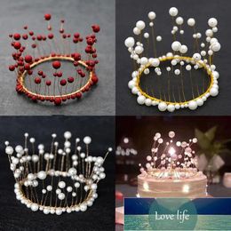 Mini Crown Princess Topper Crystal Pearl Tiara Children Hair Ornaments For Wedding Birthday Party Cake Decorating Tools Factory price expert design Quality Latest