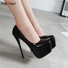 Sexy Thin Heels Sandals Women Pumps OL black Platform Pumps Wedding Party Shoes Pumps For Women 12cm platform high heels women Y0611