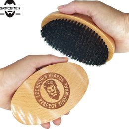 Hair Brush Supply for Amazon MOQ 100 pcs OEM Customised LOGO Curve 360 Waves Palm Beard Brushes with Boar Bristle