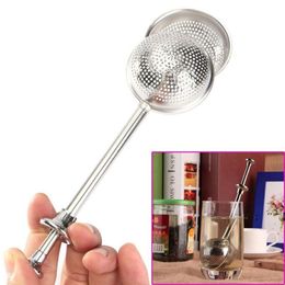 18cm Stainless Steel Spoon Retractable Ball Shape Metal Locking Spice Tea Strainer Infuser Philtre Squee RRB12232