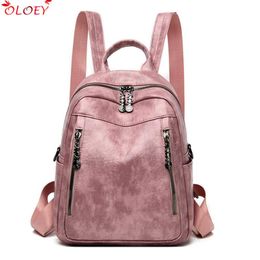 Outdoor Bags Ladies Retro Bagpack Soft Pu Leather School For Teenage Girls Mochila Feminina Backpack Women Travel Back Pack Sac A Dos