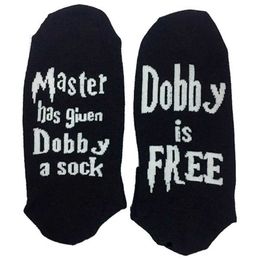 Fashion Unisex Master Has Given Dobby A Socks HP Dobby Is Free Sock Cotton Socks Print Letter Cute Meia Funny Socks X0710