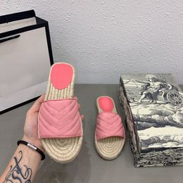 2021 scarpe da esterno da donna firmate Sandali con espadrillas in pelle Sandali con piattaforma piatta con pantofola di lusso con doppio tessuto da spiaggia in metallo Shoes00128