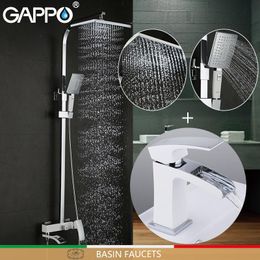 Bathroom Sink Faucets GAPPO Basin Waterfall Chrome And White Bath Faucet Mixer Shower Set With Brass Torneira