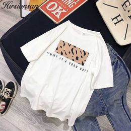 Hirsionsan Leopard Print T shirt Spring Summer Tees Casual O-Neck Short Sleeve Harajuku Cool T-shirt Female Tops 210702