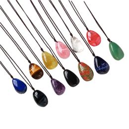 Complete varity Natural crystal quartz rough polished Arts Reiki healing Chakra drop-shaped pendant oval energy necklace