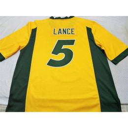 CUSOTM 001 ND State Bison Trey Lance #5 real Full embroidery College Jersey Size S-4XL or custom any name or number jersey