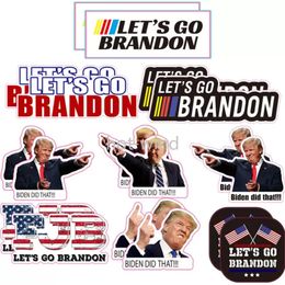 NEW!!! Let's Go Brandon Flags Sticker For Car Trump Prank Biden PVC Stickers DHL Fast EE