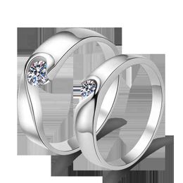S925 Sterling Sier couple ring with pt950 platinum inlaid mosang diamond for children's proposal women's ring