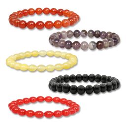 8mm Natural Agate Stone Beaded Strands Charm Bracelets Elastic Bangle Party Club Decor Jewellery For Women Men Lover