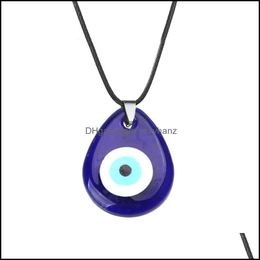 Pendant Necklaces & Pendants Jewelry S2022 Fashion Glass Evil Eye Necklace Wax Rope Turkish Blue Drop Delivery 2021 Jbqgy