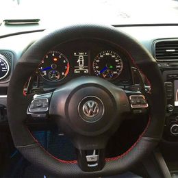 for 13 Scirocco Rl 6th Generation GTI Golf 7.5 Lamando Gts DIY Custom Made Leather Steering Wheel Cover Auto Parts