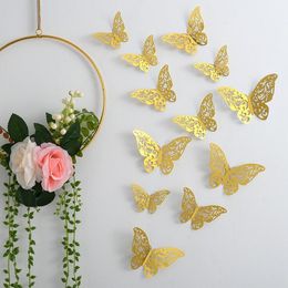 Wall Stickers Decal 3D Hollow-Out Butterfly 12PCS/PCS Sticker for Office Home Boy Girl Rooms Birthday Wedding Party Decoration