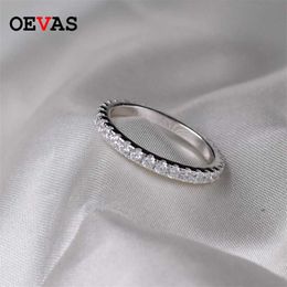 OEVAS 100% 925 Sterling Silver Sparkling Full 2mm High Carbon Diamond Rings For Women Top Quality Party Fine Jewelry Wholesale 211217