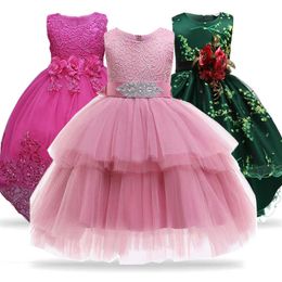 New Summer Kids Dresses For Girls Christmas Costume Children Evening Party Princess Dresses Flower Girls Wedding Dress 8 12 Year Q0716