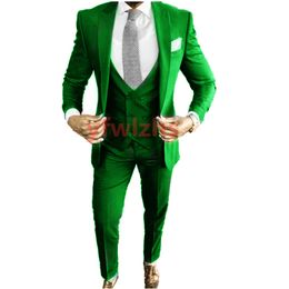 Fashionable One Button Handsome Peak Lapel Groom Tuxedos Men Suits Wedding/Prom/Dinner Man Blazer(Jacket+Pants+Tie+Vest) W802
