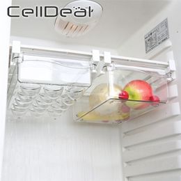 Plastic Clear Fridge Organizer Slide Under Shelf Drawer Box Rack Refrigerator Egg Vegetable Kitchen Fruit Food Storage Container 211112