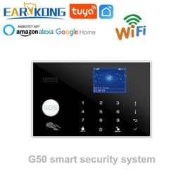 Wifi GSM System Tuya 433MHz Wireless & Wired Detector Burglar Alarms RFID Card TFT LCD Touch Keyboard 11 Languages