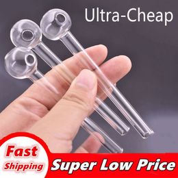 cheap smoking pipes accessories Canada - wholesale Glass Oil Burner Pipe Mini Thick Pyrex Smoking Pipes Clear Test Straw Tube Burners For Water Bong Accessories ultra-cheap