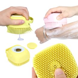 Pet Dog Cat Bath Massage Brush Shedding Hair Remover Scrubber Shampoo Dispenser Silicone Brush Cleaning Water Bathing Comb JXW860