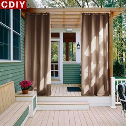 CDIY Solid Outdoor Blackout Curtains Modern Window Curtains For Garden Thick Bedroom Curtains Drapes Porch Gazebo Curtain Panels 210712