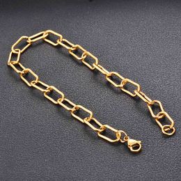 1Pc 7mm Stainless Steel Big Rolo Cable Gold Chain Neckalce Bracelet Punk Chokers Necklaces For Women length 21cm-100cm