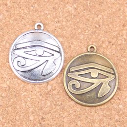 27pcs Antique Silver Plated Bronze Plated eye of Horus Charms Pendant DIY Necklace Bracelet Bangle Findings 27mm