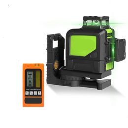 Laser Levels Self-leveling Professional Green Beam Cross Line 360-Degree with Pulse Modes+ Digital LCD Receiver