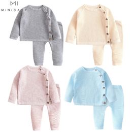 Undefined clothing sets winter spring Casual baby girls boys clothes newborn knitting sweater tops + pant home wear Pyjamas 210309